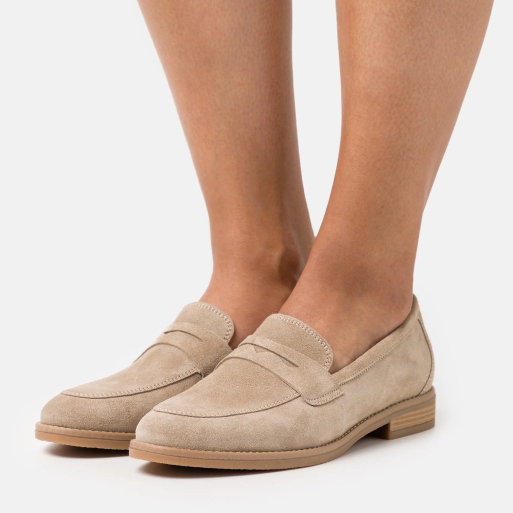 SAM EDELMAN Womens Beige Penny Birch Round Toe Slip On Leather Loafers 10